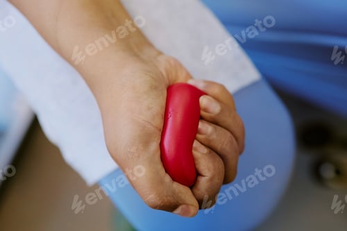 Preview: Wearing Red Silicone Finger Splint During Rehabilitation