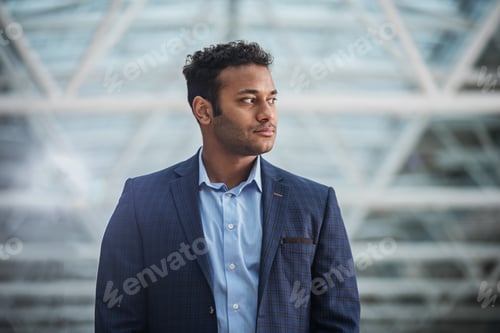 Preview: Feeling Self-Assured. Elegant Stylish Young Businessman Is Standing And Looking Aside Confidently