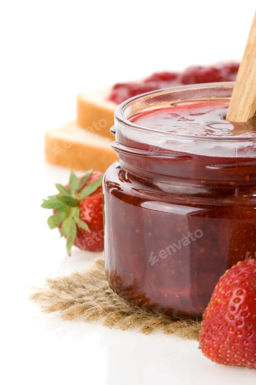 Preview: strawberry jam isolated on white