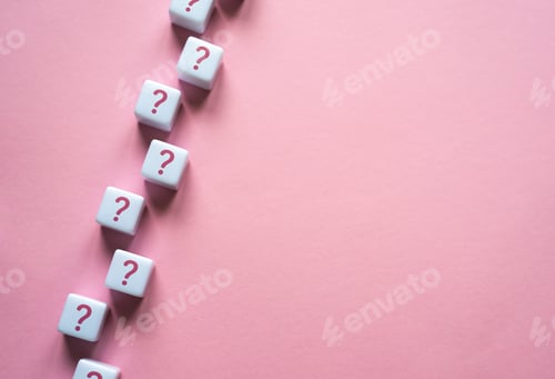 Preview: A chain of question marks on blocks.
