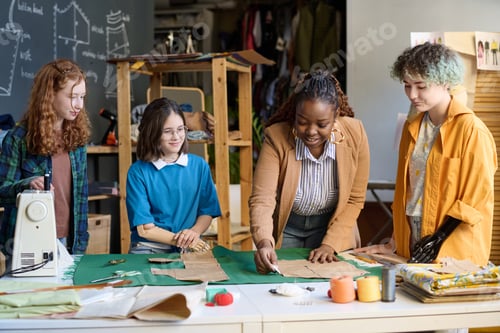 Preview: Woman Teaching Diverse Group of Girls in Sewing Class