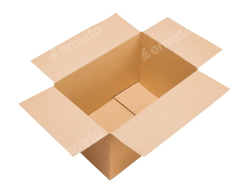 Preview: Open cardboard box on white background isolate