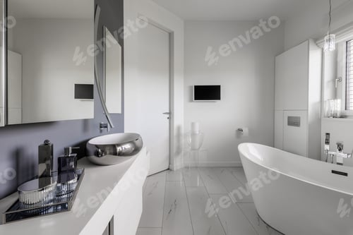 Preview: Elegant bathroom interior of modern suburban house