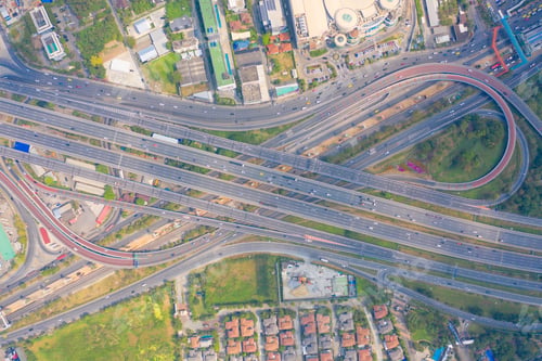 Preview: Cars driving on highway or motorway. Overpass bridge street roads in urban city town.
