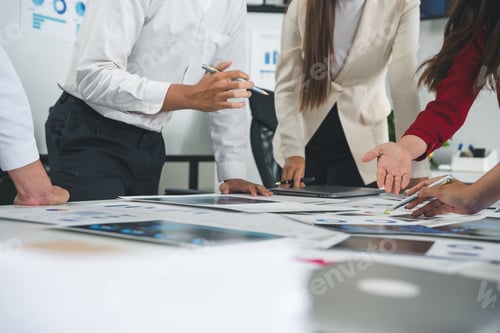 Preview: Business team analyzing marketing data and financial reports