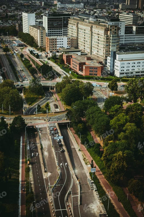 Preview: Image of the Amsterdam city. Architecture style of Rotterdam. Buildings of the city. Netherlands