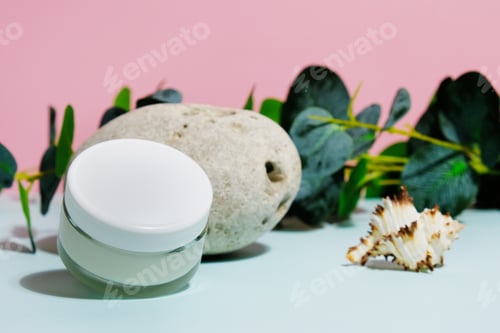Preview: Moisturizing cream jar. Summer skin care concept.