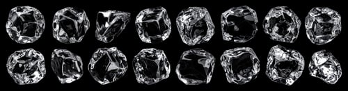Preview: Ice cubes isolated on black background