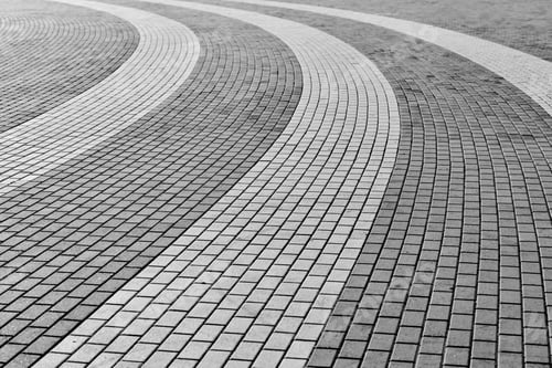 Preview: Circle tile road. Stone pavers in city park