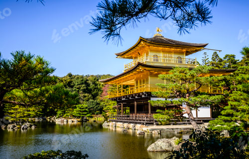 Preview: Gold Temple over still lake, Kyoto, Japan