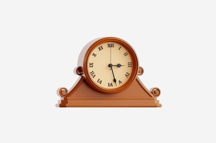 Preview: 3D Antique Wooden Mantel Clock with Roman Numerals