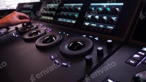 Preview: Professional Color Grading Suite Equipment in Dark Setting