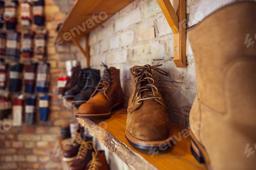 Preview: Shoes on shelves in clothing store