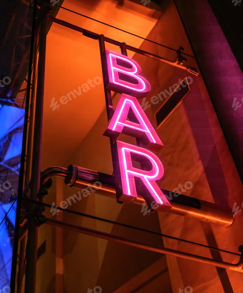 Preview: Colourful neon signboard bar lightning