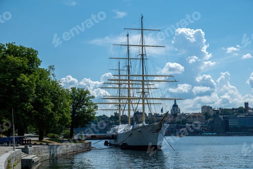 Preview: Ship af Chapman moored at Skeppsholmen islet Archipelago Stockholm Sweden. Famous cafe, youth hostel