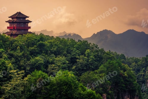 Preview: Pagoda on top of a mountain peak in Zhangjiajie NP
