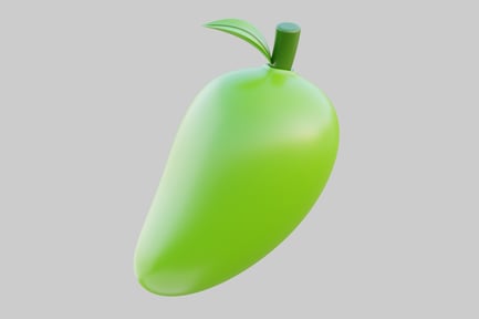 Preview: Green pear-like object with stem and leaf