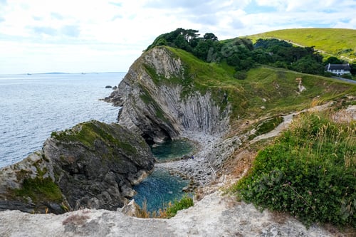 Preview: Jurassic coast view in Dorset, England, UK. Stair Hole near Lulworth Cove
