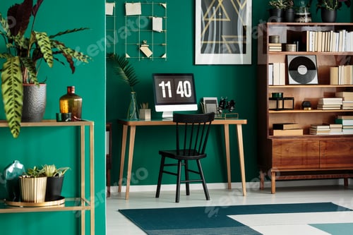 Preview: Green home office interior