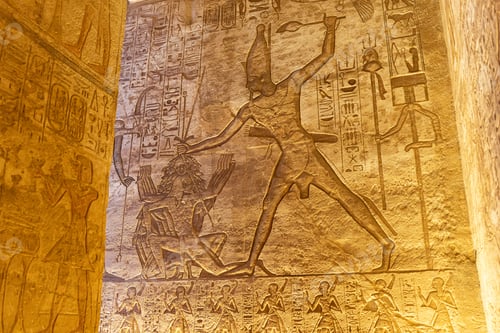Preview: An hieroglyphic mural inside an Egyptian temple