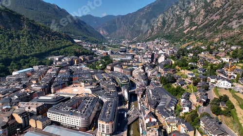Preview: Andorra la Vella (Andorra la Vieja), the capital of Andorra, in the Pyrenees mountains