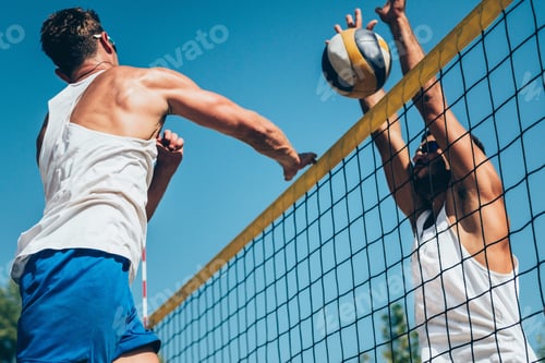 Preview: Beach volleyball detail - Males on the net