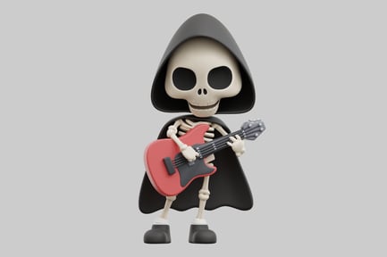 Preview: Cartoon grim reaper with guitar