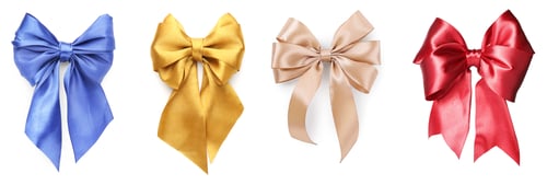 Preview: Different beautiful bows on white background, set