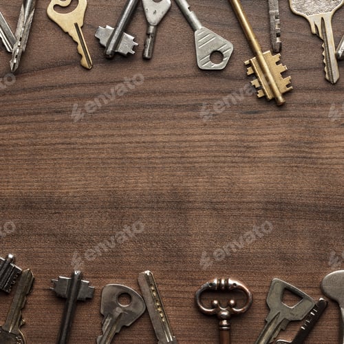 Preview: Many Different Keys On Wooden Table
