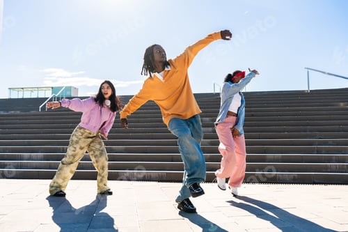 Preview: Young group of multiethnic hip-hop dancers dancing