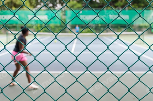 Preview: Defocus and blur photo of tennis court with tennis player for sport concept