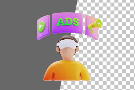Preview: Virtual Reality (VR) Ads 3D Icon