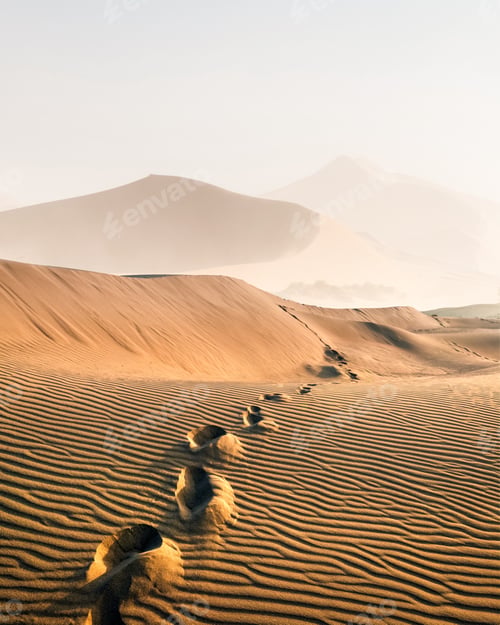 Preview: Footprints in the sand in the desert