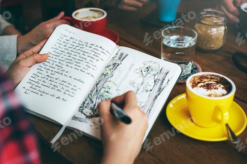 Preview: Drawing Forest Plant Coffee Cafe Creative Park Concept