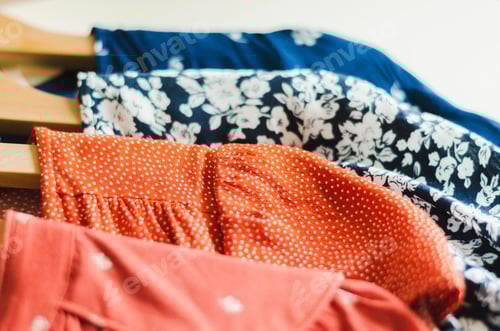 Preview: Clothing on Hangers: Dresses with Patterns and Colors