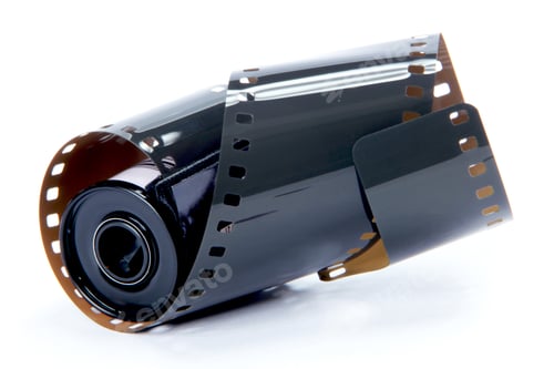 Vista previa: Old 35 mm film strip on a white background