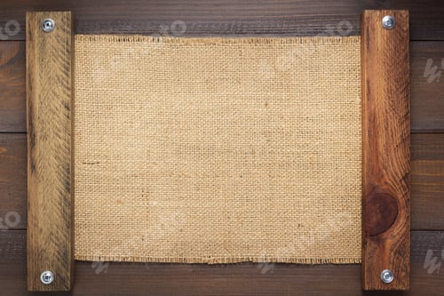 Preview: burlap hessian sacking texture on wood