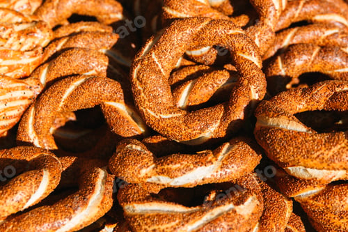 Preview: Turkish bagel Simit with sesame. Bagel is traditional Turkish bakery food