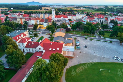 Preview: Aerial view of small tpwn in Europe