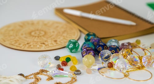 Preview: Numerology numbers on the table astrology. Selective focus.