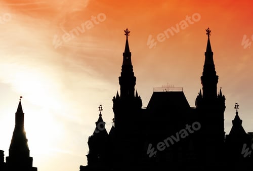 Preview: silhouette of Historical museum, Red square, Moscow, Russia