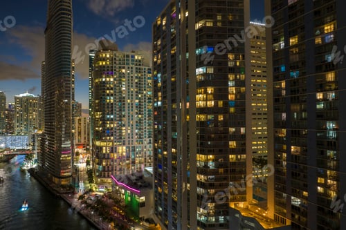 Preview: Aerial view of downtown district of of Miami Brickell in Florida, USA.