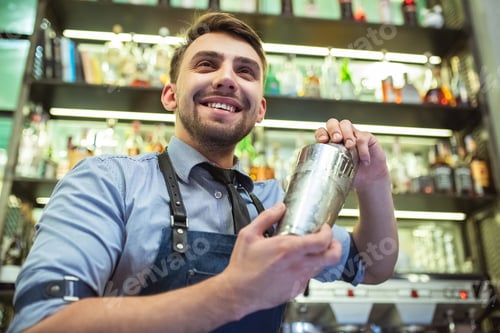 Preview: The bartender working with a bar equipment