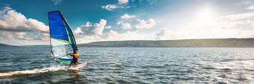 Preview: Windsurfer on Lake with Wide Banner View