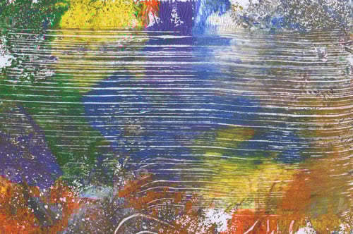 Preview: Abstract color acrylic and watercolor painting. Monoprinting template. Canvas texture background.