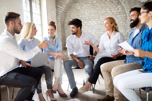 Preview: Creative business people working on business project in office