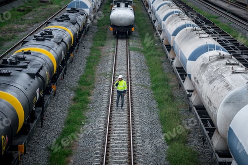 Preview: Engineer railway under inspection and checking construction railway switch and checking work on rail