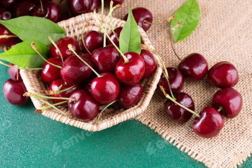 Preview: Fresh ripe cherries for background