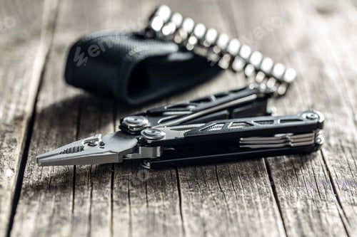 Preview: Multi-tools pliers with other tools and knife. Multifunction pliers.