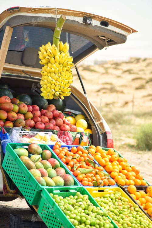 Preview: Colorful fresh fruit sold on the side of a desert highway